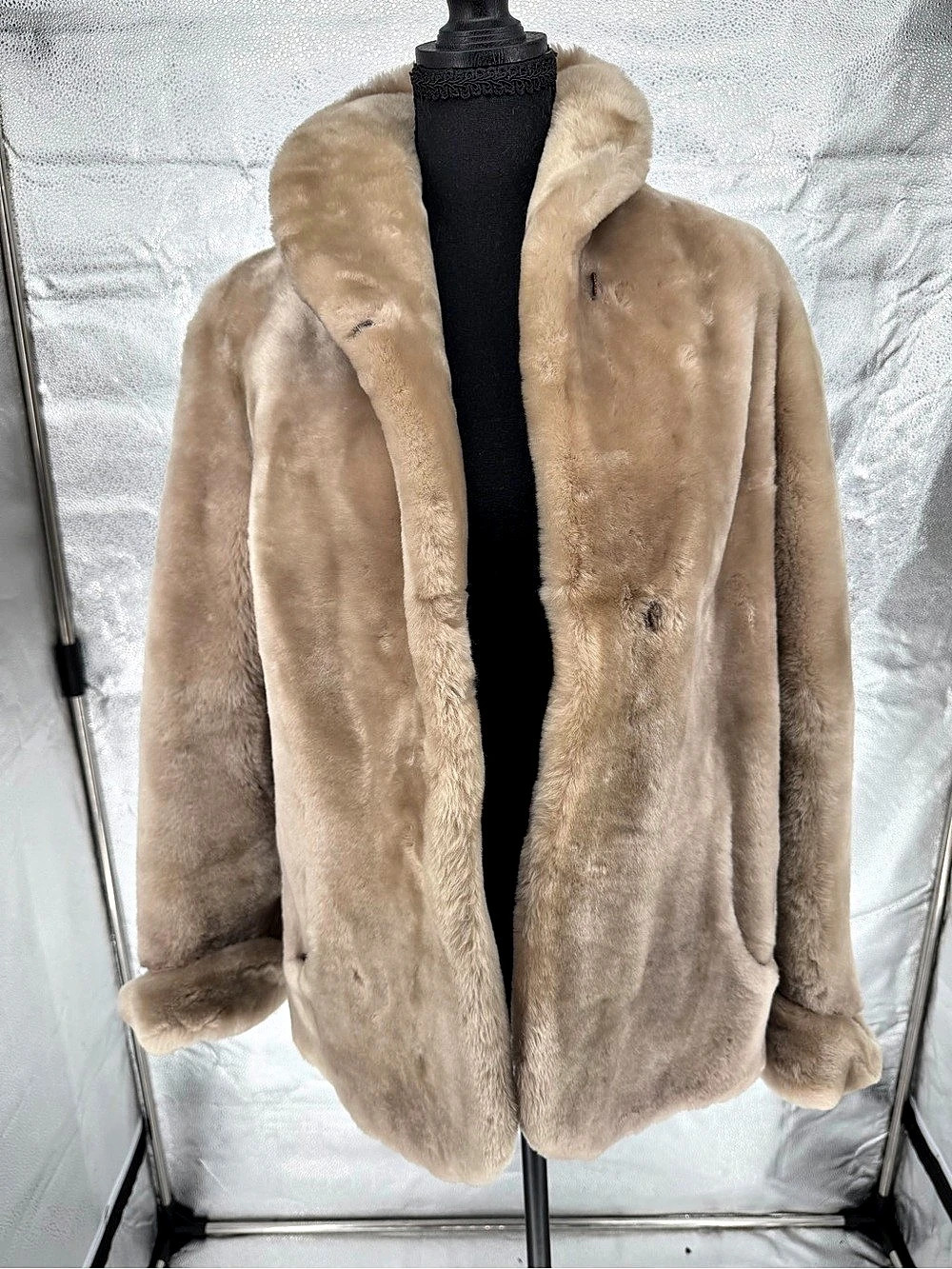 VINTAGE: Famous-Barr Co. Faux Fur Coat in Brown & Pink